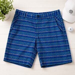 Lululemon Kahuna Stretch 11" Golf Shorts Blue Plaid Check Men's Size 30